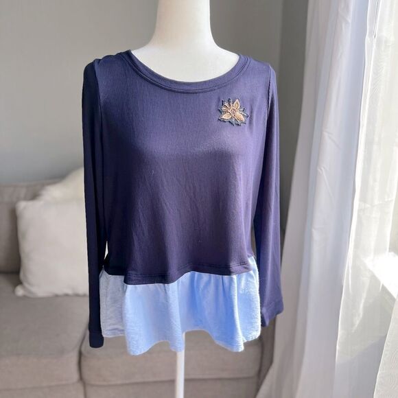 Crown & Ivy peplum bug embellished top - Picture 1 of 4